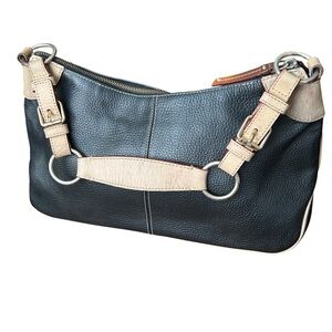 Dooney and Bourke All Weather Leather 2 Black and Tan Handbag